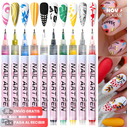 InstaNail™ Set de 12 Bolígrafos De Arte para Uñas