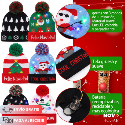 2x1 GlowBeanie™ Gorro Navideño Con Luces Brillantes