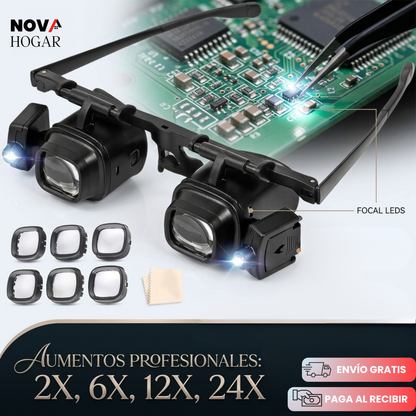FocusPro™ Gafas Lupa hasta 24 Aumentos con Luz Led