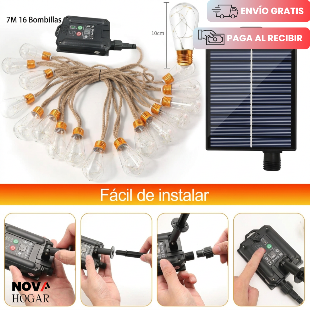 SolarFairy™ Guirnalda Solar de Cáñamo Navideña