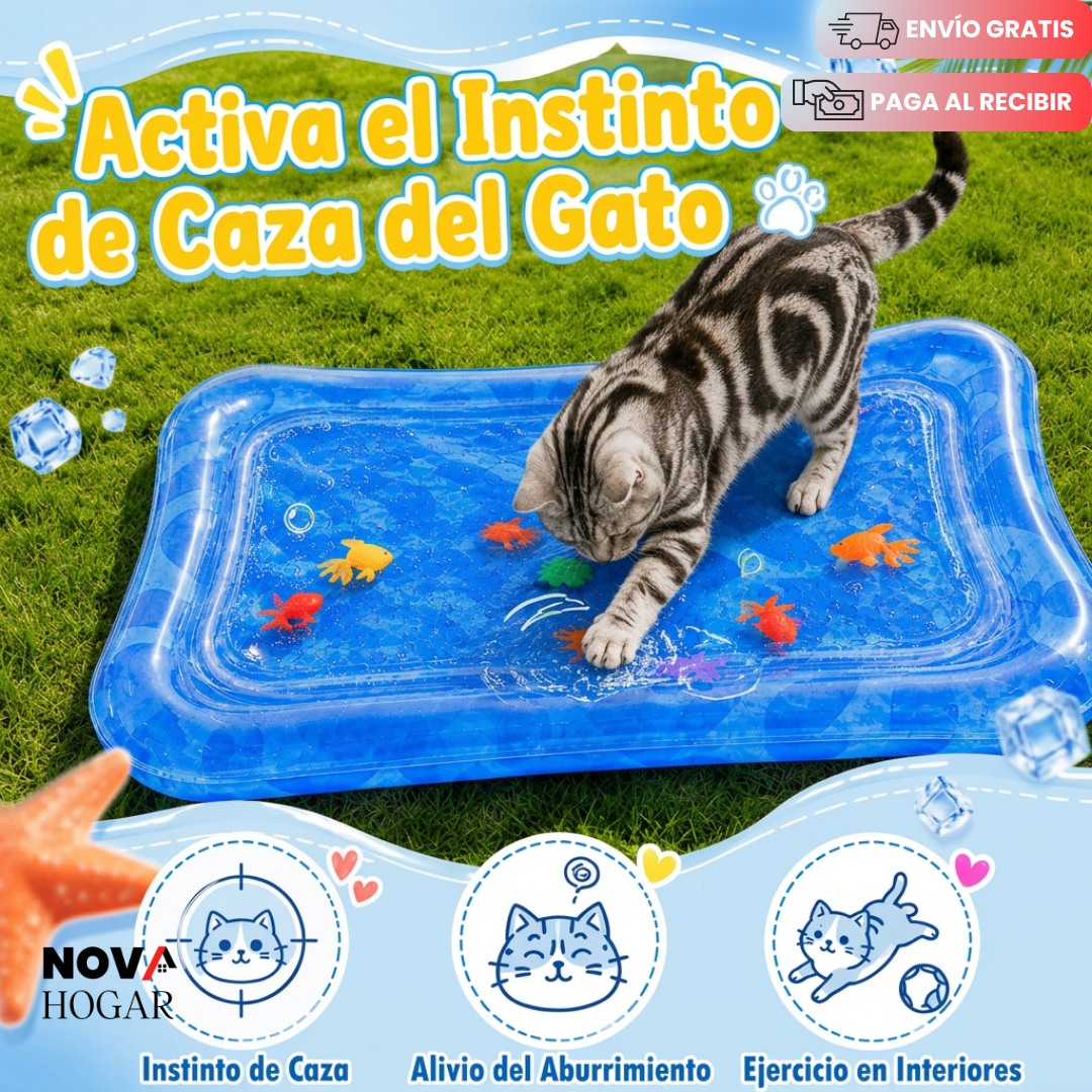 AquaPaws™ Alfombra Sensorial Acuática Para Gatos