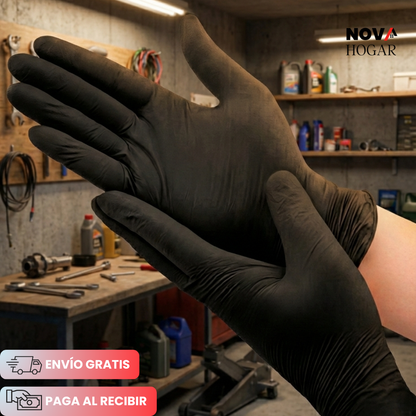 ArmorFlex™ Set x50 Guantes de Nitrilo Negro Ultra Resistentes