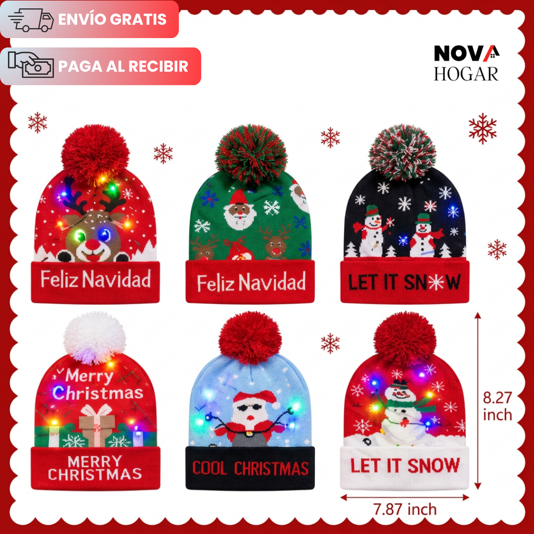 2x1 GlowBeanie™ Gorro Navideño Con Luces Brillantes
