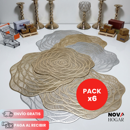 FloraLace™ Set x6 de Individuales Elegantes para tu Mesa