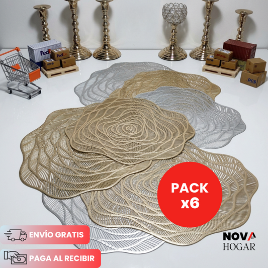 FloraLace™ Set x6 de Individuales Elegantes para tu Mesa
