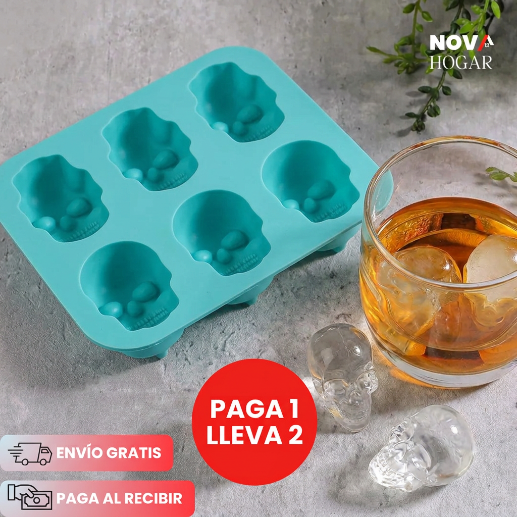2x1 SkullIce™ Molde Premium Para Hielos Únicos